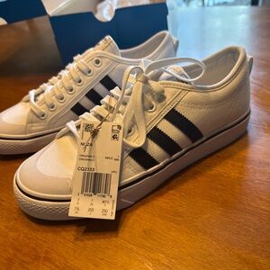 Adidas Nizza White Canvas Sneakers with Black Accents